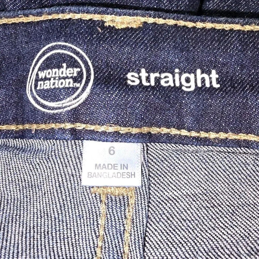 Wonder Nation Slim Girls Size 6 Stretch Denim Blue Jeans (C2)